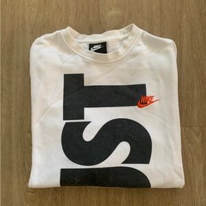 Nike White Sweatshirt with Black and Red / Orange Logo
